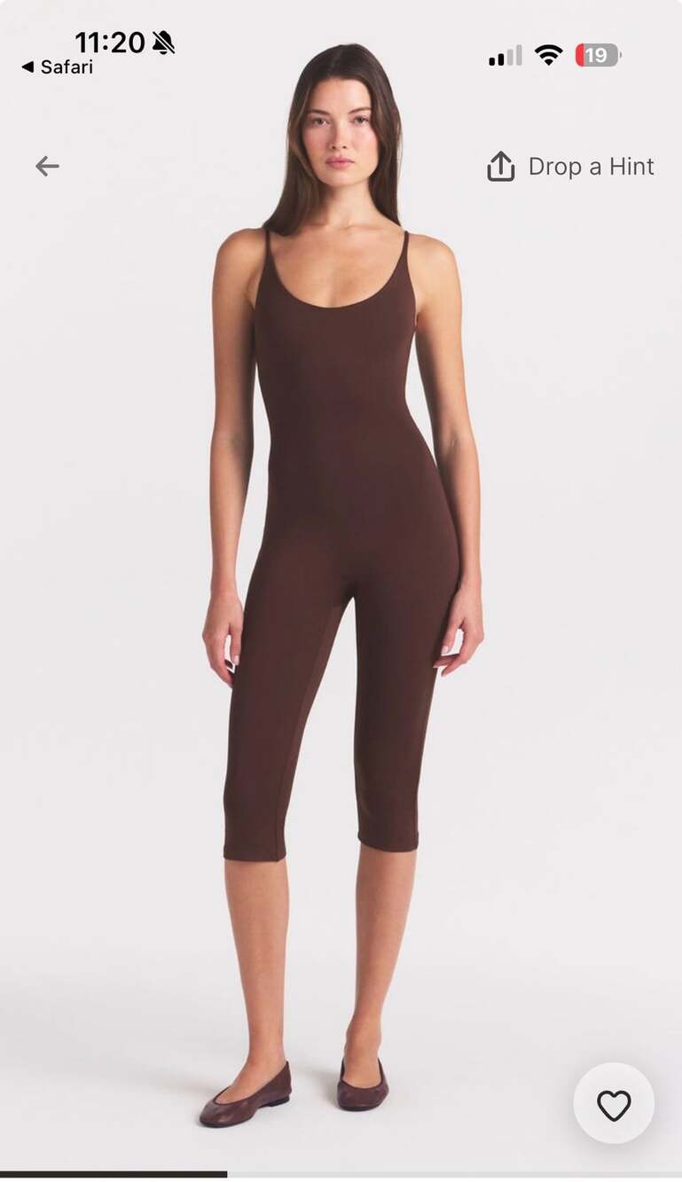 SKIMS Smooth Layrs Skimpy Strap Catsuit Size S Cocoa Brown